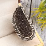 Black Sugar Druzy Size US 6 925 Sterling Silver Ring (REXT76-182)