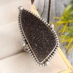 Black Sugar Druzy Size US 9 925 Sterling Silver Ring (REXT76-189)