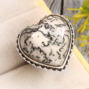 Tree Agate Size US 9 925 Sterling Silver Ring (REXT76-199)