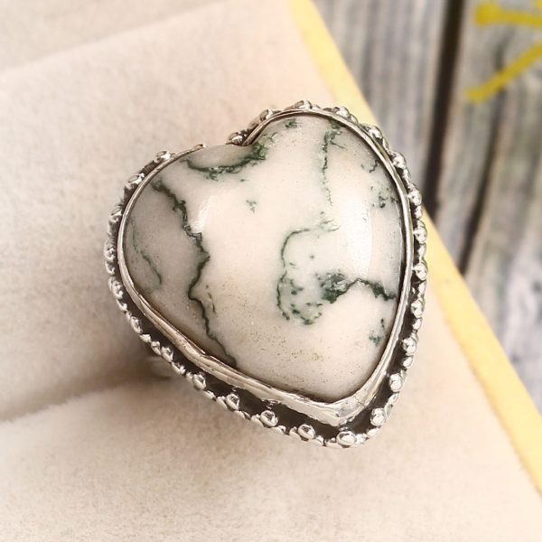 Tree Agate Size US 5 925 Sterling Silver Ring (REXT76-198)