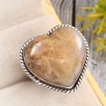 Yellow Moss Agate Size US 9 925 Sterling Silver Ring (REXT76-208)