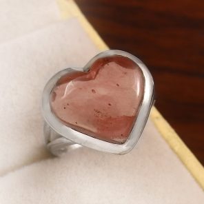 Strawberry Quartz Size US 7 925 Sterling Silver Ring (REXT91-62)