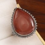 Strawberry Quartz Size US 11 925 Sterling Silver Ring (REXT91-37)