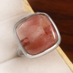 Strawberry Quartz Size US 10 925 Sterling Silver Ring (REXT91-68)