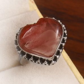 Strawberry Quartz Size US 8 925 Sterling Silver Ring (REXT91-21)