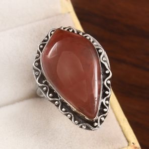 Strawberry Quartz Size US 10 925 Sterling Silver Ring (REXT91-36)