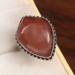 Strawberry Quartz Size US 5 925 Sterling Silver Ring (REXT91-6)