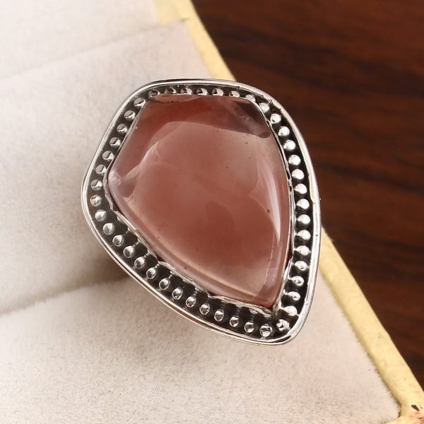 Strawberry Quartz Size US 5 925 Sterling Silver Ring (REXT91-7)