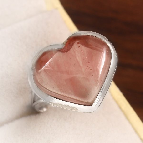 Strawberry Quartz Size US 6 925 Sterling Silver Ring (REXT91-60)
