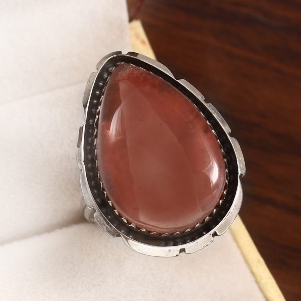 Strawberry Quartz Size US 12 925 Sterling Silver Ring (REXT91-46)
