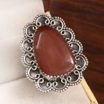 Strawberry Quartz Size US 10 925 Sterling Silver Ring (REXT91-33)