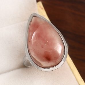 Strawberry Quartz Size US 9 925 Sterling Silver Ring (REXT91-64)