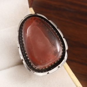 Strawberry Quartz Size US 8 925 Sterling Silver Ring (REXT91-55)