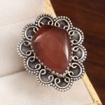 Strawberry Quartz Size US 9 925 Sterling Silver Ring (REXT91-31)