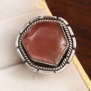 Strawberry Quartz Size US 5 925 Sterling Silver Ring (REXT91-56)