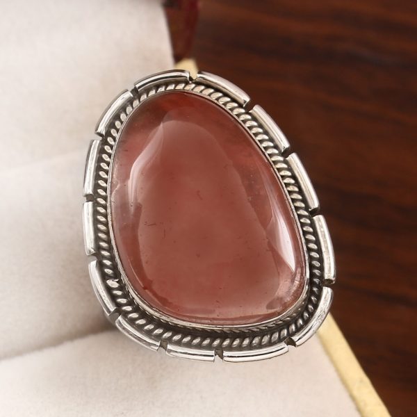 Strawberry Quartz Size US 11 925 Sterling Silver Ring (REXT91-47)