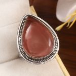 Strawberry Quartz Size US 11 925 Sterling Silver Ring (REXT91-39)