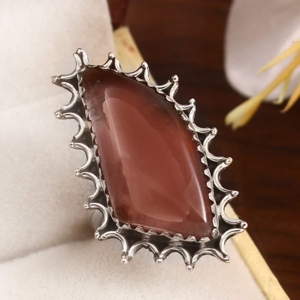 Strawberry Quartz Size US 6 925 Sterling Silver Ring (REXT91-14)