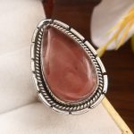 Strawberry Quartz Size US 9 925 Sterling Silver Ring (REXT91-50)