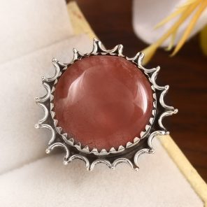 Strawberry Quartz Size US 7 925 Sterling Silver Ring (REXT91-18)
