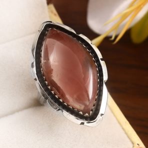 Strawberry Quartz Size US 6 925 Sterling Silver Ring (REXT91-53)