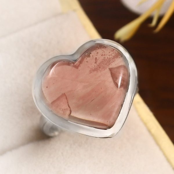 Strawberry Quartz Size US 7 925 Sterling Silver Ring (REXT91-61)