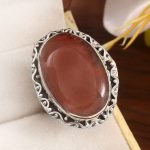 Strawberry Quartz Size US 9 925 Sterling Silver Ring (REXT91-30)
