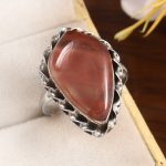 Strawberry Quartz Size US 12 925 Sterling Silver Ring (REXT91-45)
