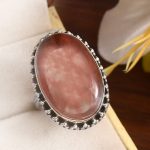 Strawberry Quartz Size US 11 925 Sterling Silver Ring (REXT91-40)