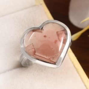 Strawberry Quartz Size US 9 925 Sterling Silver Ring (REXT91-66)