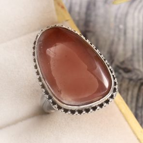 Strawberry Quartz Size US 8 925 Sterling Silver Ring (REXT85-24)