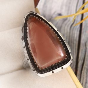 Strawberry Quartz Size US 11 925 Sterling Silver Ring (REXT85-69)