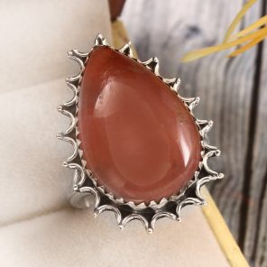 Strawberry Quartz Size US 11 925 Sterling Silver Ring (REXT85-12)
