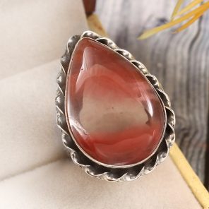 Strawberry Quartz Size US 9 925 Sterling Silver Ring (REXT85-19)