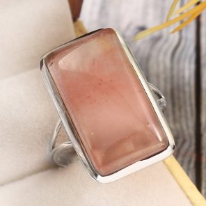 Strawberry Quartz Size US 12 925 Sterling Silver Ring (REXT85-76)