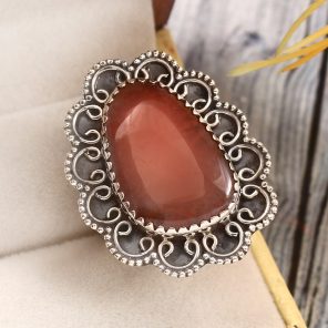 Strawberry Quartz Size US 8 925 Sterling Silver Ring (REXT85-25)