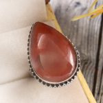Strawberry Quartz Size US 10 925 Sterling Silver Ring (REXT85-14)