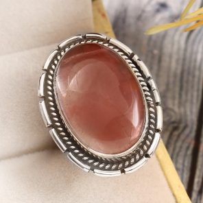 Strawberry Quartz Size US 8 925 Sterling Silver Ring (REXT85-68)