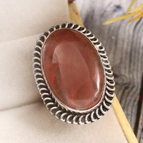 Strawberry Quartz Size US 6 925 Sterling Silver Ring (REXT85-43)
