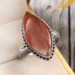 Strawberry Quartz Size US 12 925 Sterling Silver Ring (REXT85-2)