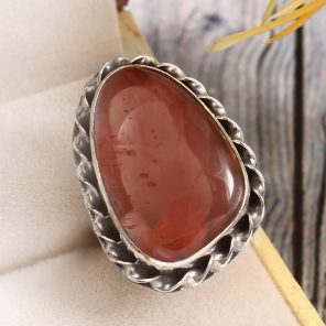 Strawberry Quartz Size US 5 925 Sterling Silver Ring (REXT85-52)