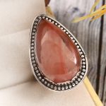 Strawberry Quartz Size US 7 925 Sterling Silver Ring (REXT85-41)