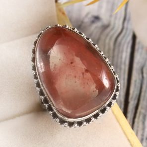 Strawberry Quartz Size US 8 925 Sterling Silver Ring (REXT85-26)