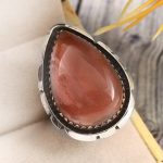 Strawberry Quartz Size US 5 925 Sterling Silver Ring (REXT85-62)