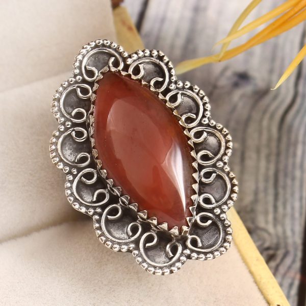 Strawberry Quartz Size US 6 925 Sterling Silver Ring (REXT85-45)