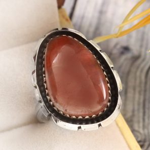Strawberry Quartz Size US 9 925 Sterling Silver Ring (REXT85-71)