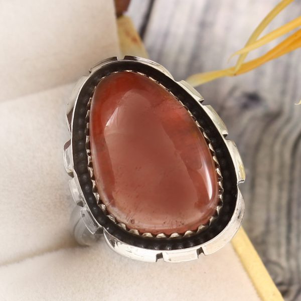 Strawberry Quartz Size US 9 925 Sterling Silver Ring (REXT85-71)