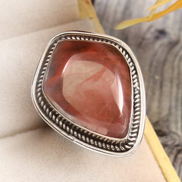 Strawberry Quartz Size US 7 925 Sterling Silver Ring (REXT85-40)