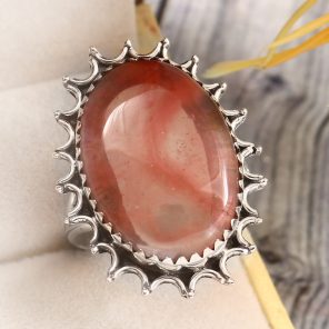 Strawberry Quartz Size US 11 925 Sterling Silver Ring (REXT85-6)
