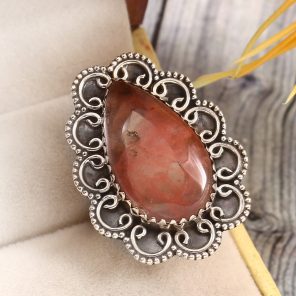 Strawberry Quartz Size US 5 925 Sterling Silver Ring (REXT85-56)